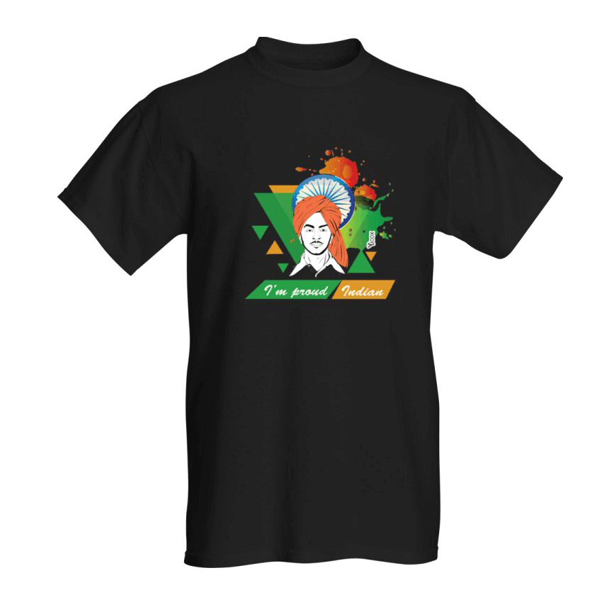 Yicox Bhagat Singh T-Shirts, Black